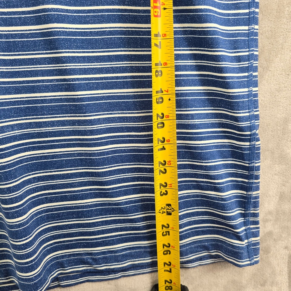 Lululemon Size Medium Golf Polo Shirt Blue White Stripe Performance Short Sleeve - Picture 3 of 6